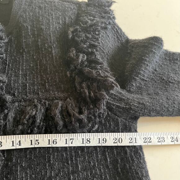 All Saints Ashley Black Tassel Tweed Open Wool Jacket Size Medium - Picture 7 of 11